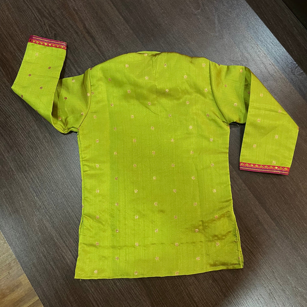 Lime Paithani Styled Kurta Pajama