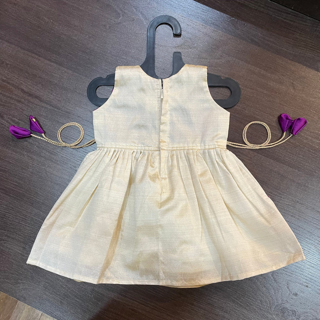 Cream Color Kasavu & Purple Saipriya Border Frock