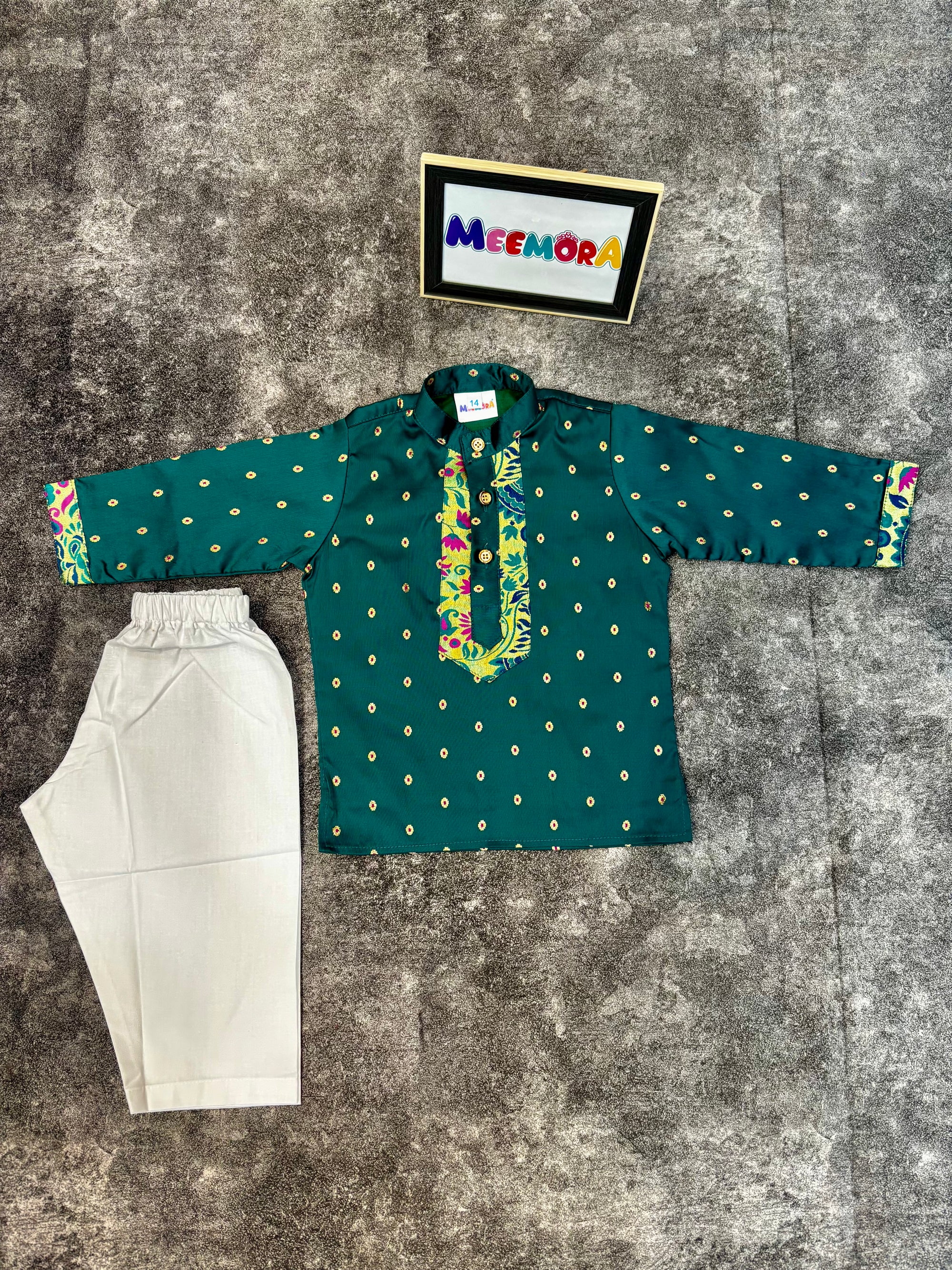 Rama Paithani Zari Silk Kurta Pajama