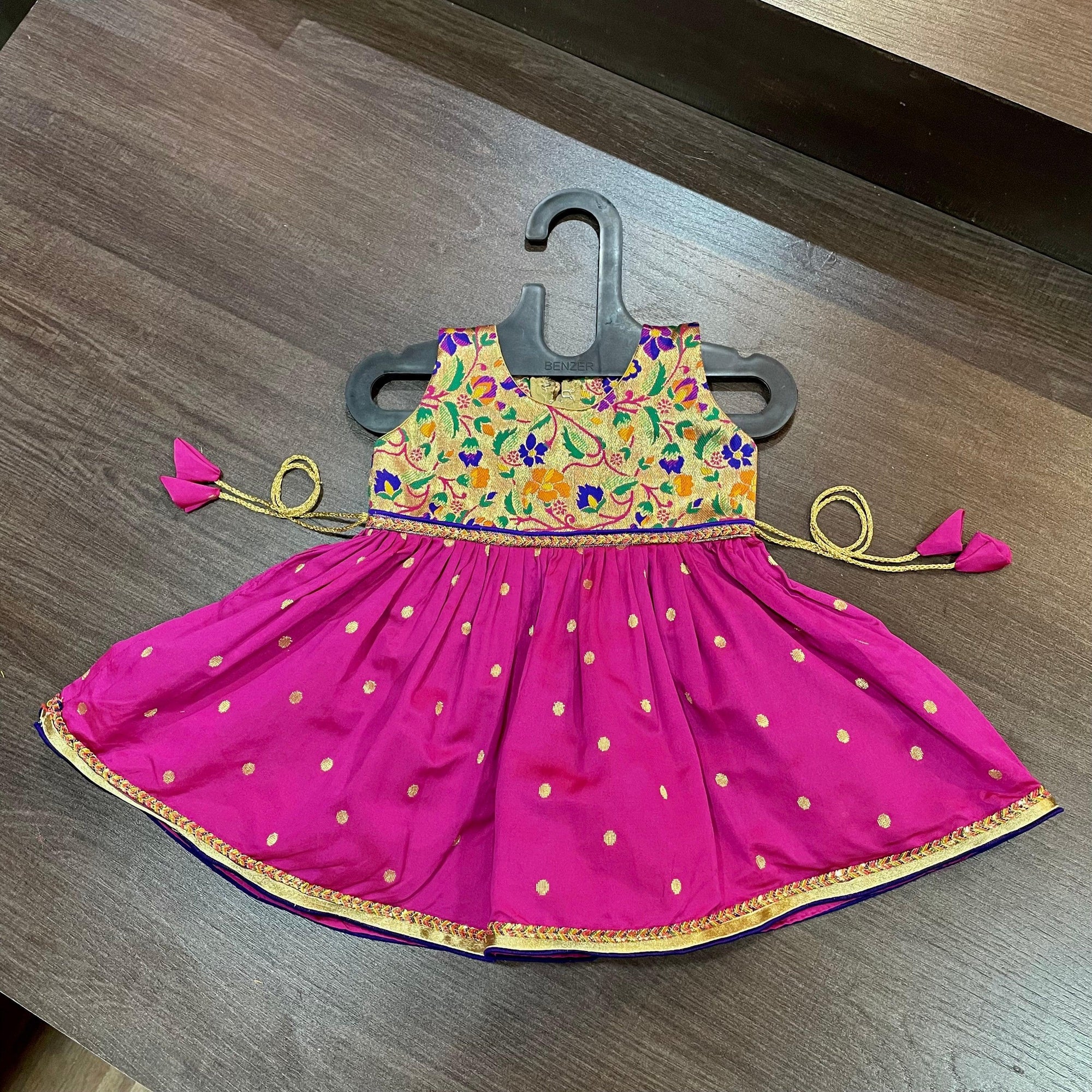 Rani Golden Zari Combination Frock - MEEMORA FROCKS