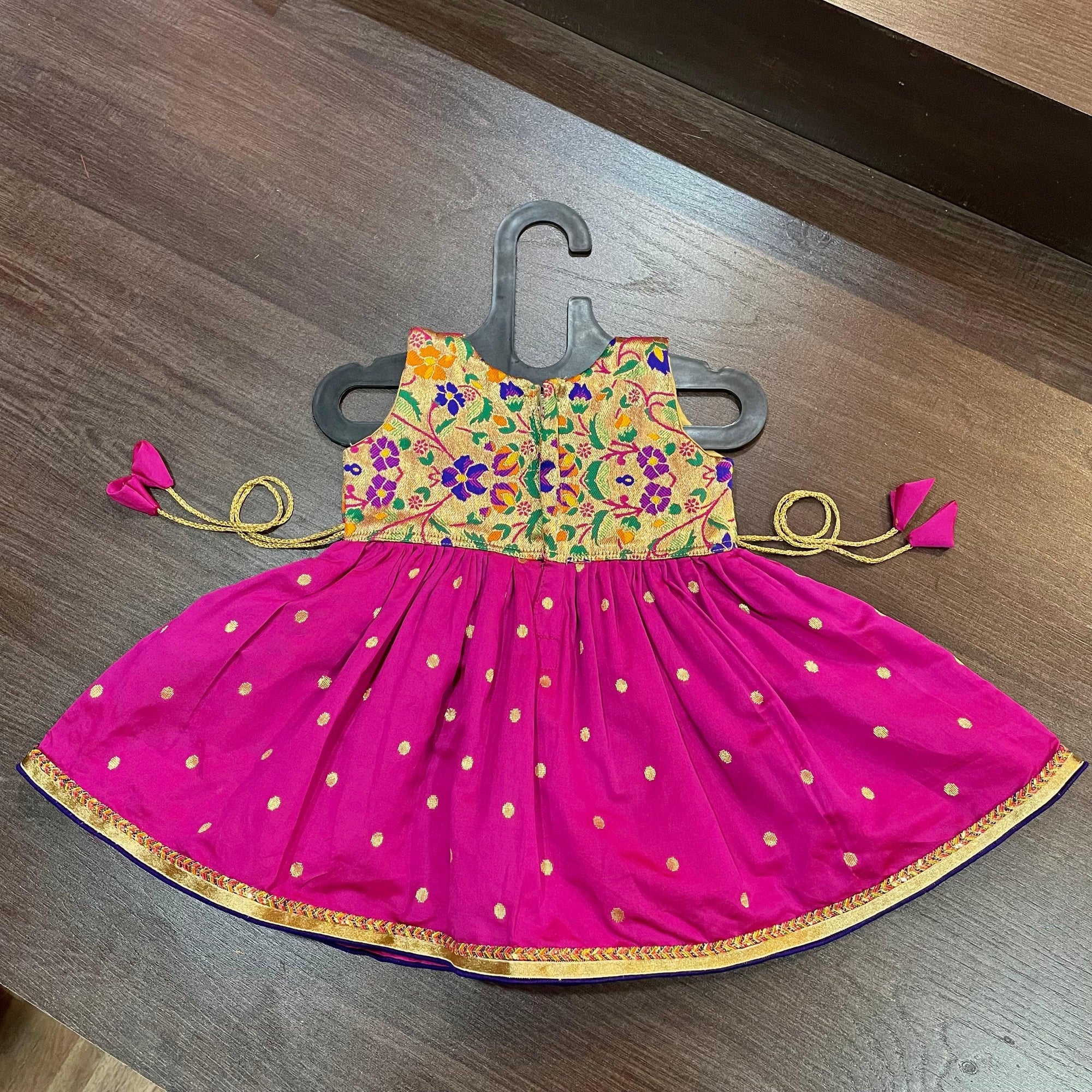 Rani Golden Zari Combination Frock - MEEMORA FROCKS