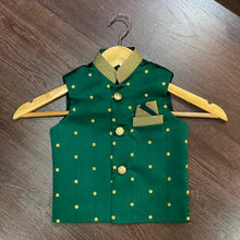 Load image into Gallery viewer, Green Paithani Butta Modi Jacket For Boys
