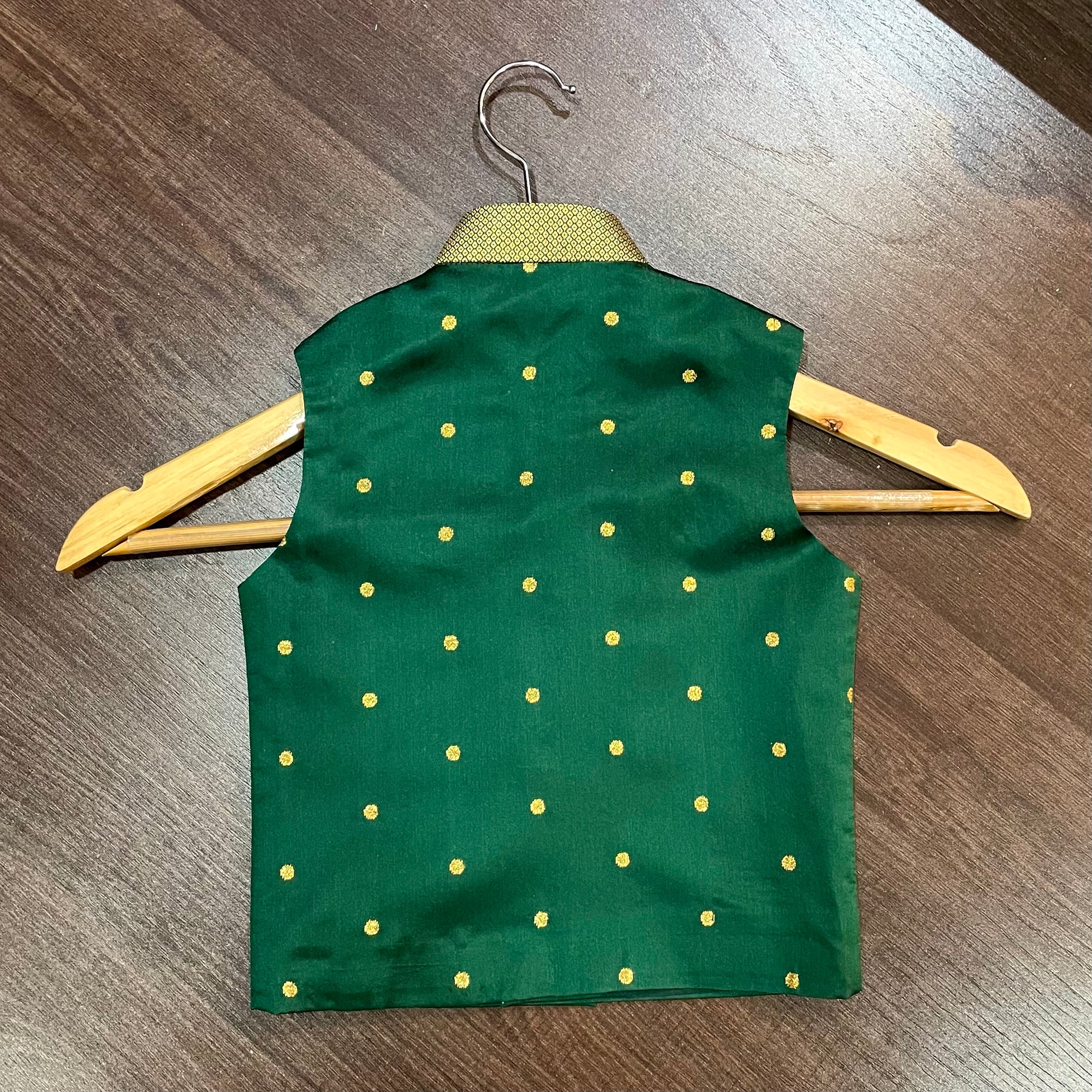 Green Paithani Butta Modi Jacket For Boys