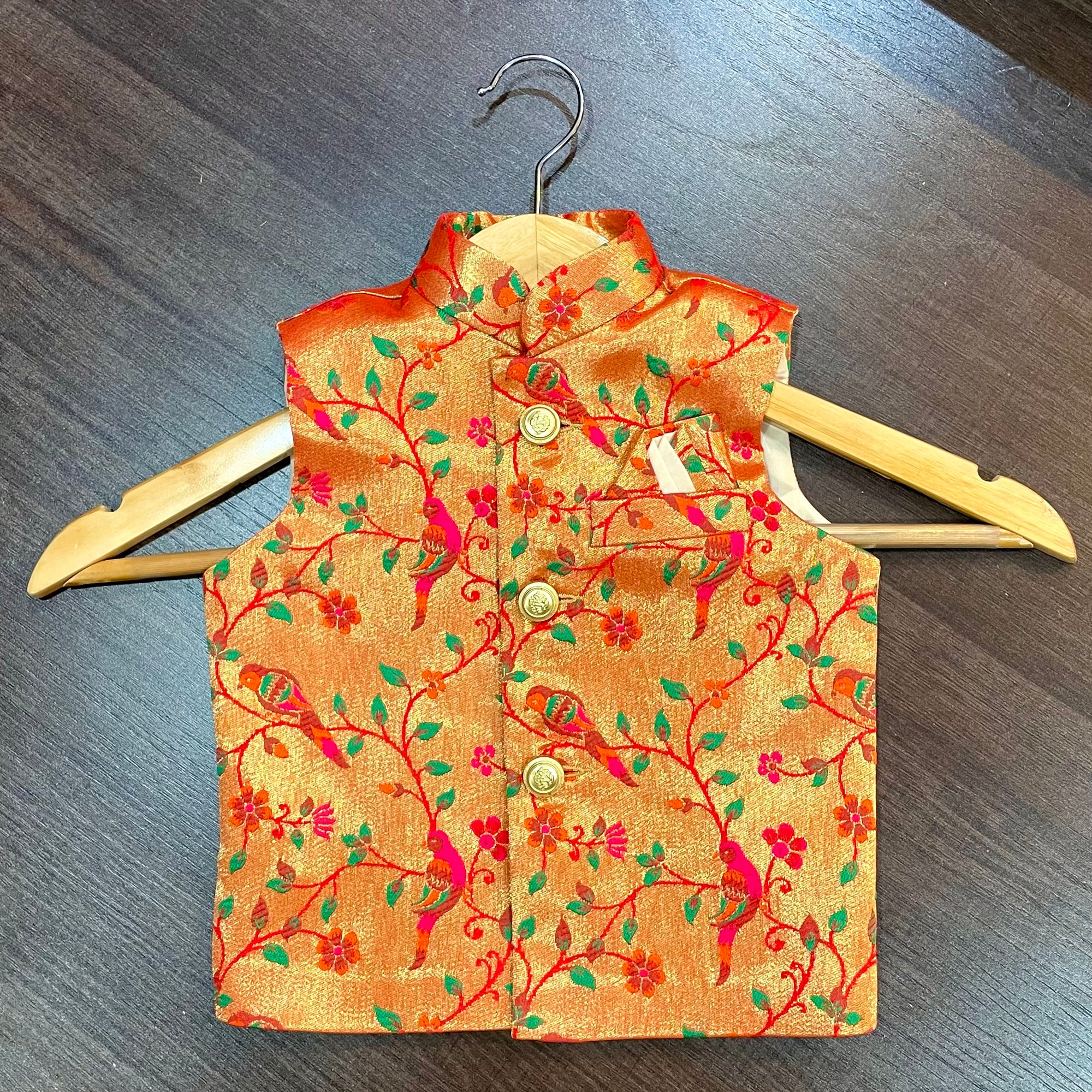 Paithani Golden Zari Modi Jacket For Boys