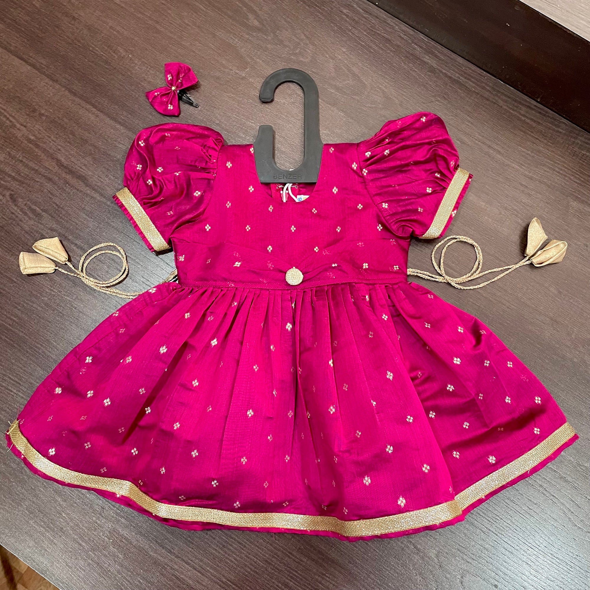 Majenta Color Chanderi Silk Frock