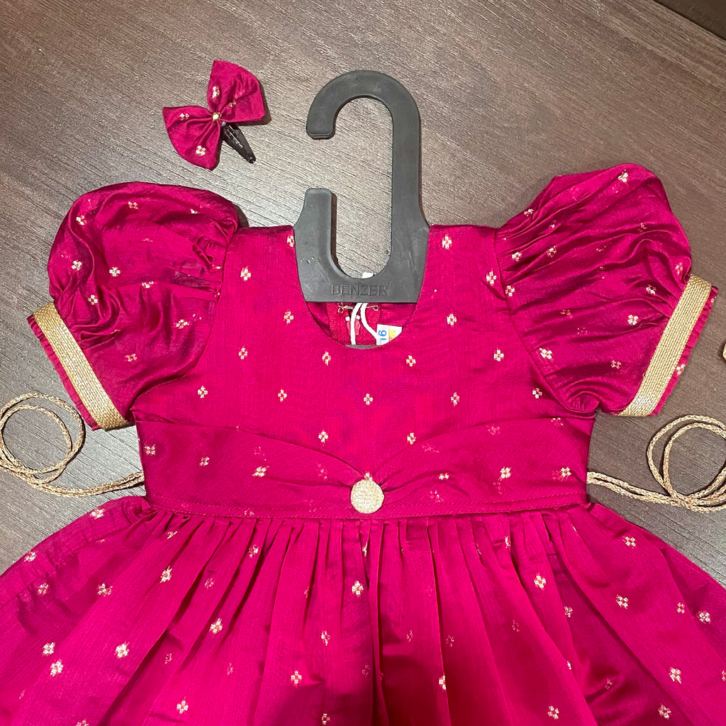 Majenta Color Chanderi Silk Frock