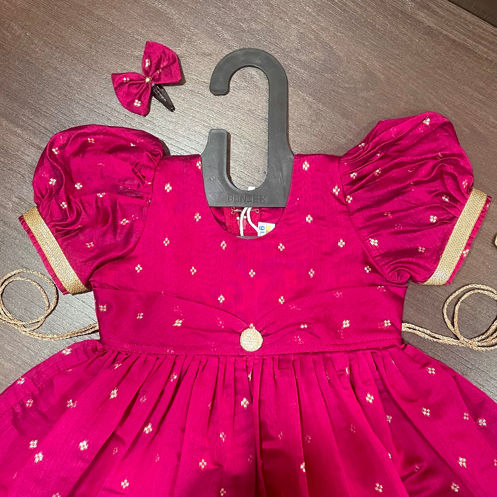 Majenta Color Chanderi Silk Frock
