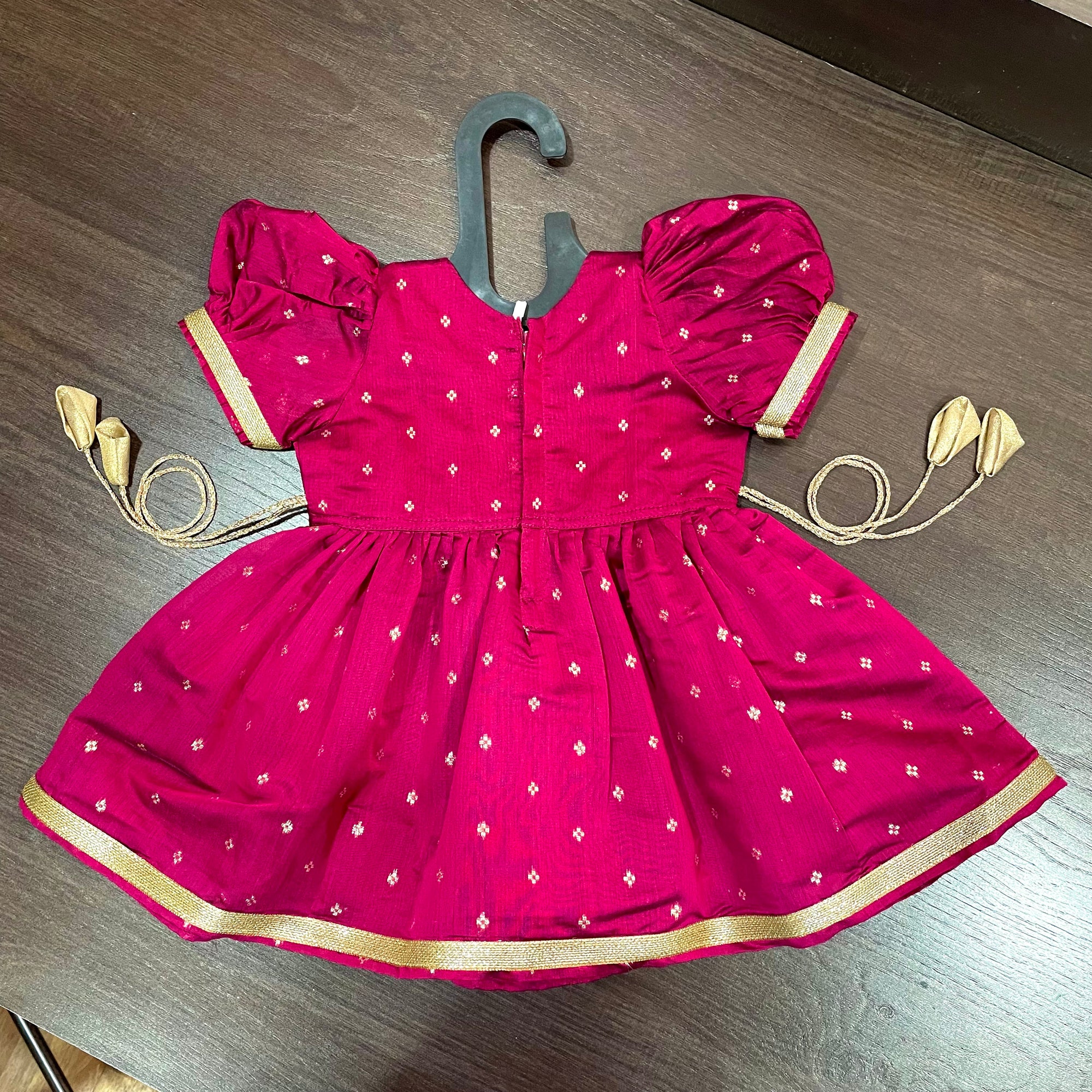 Majenta Color Chanderi Silk Frock