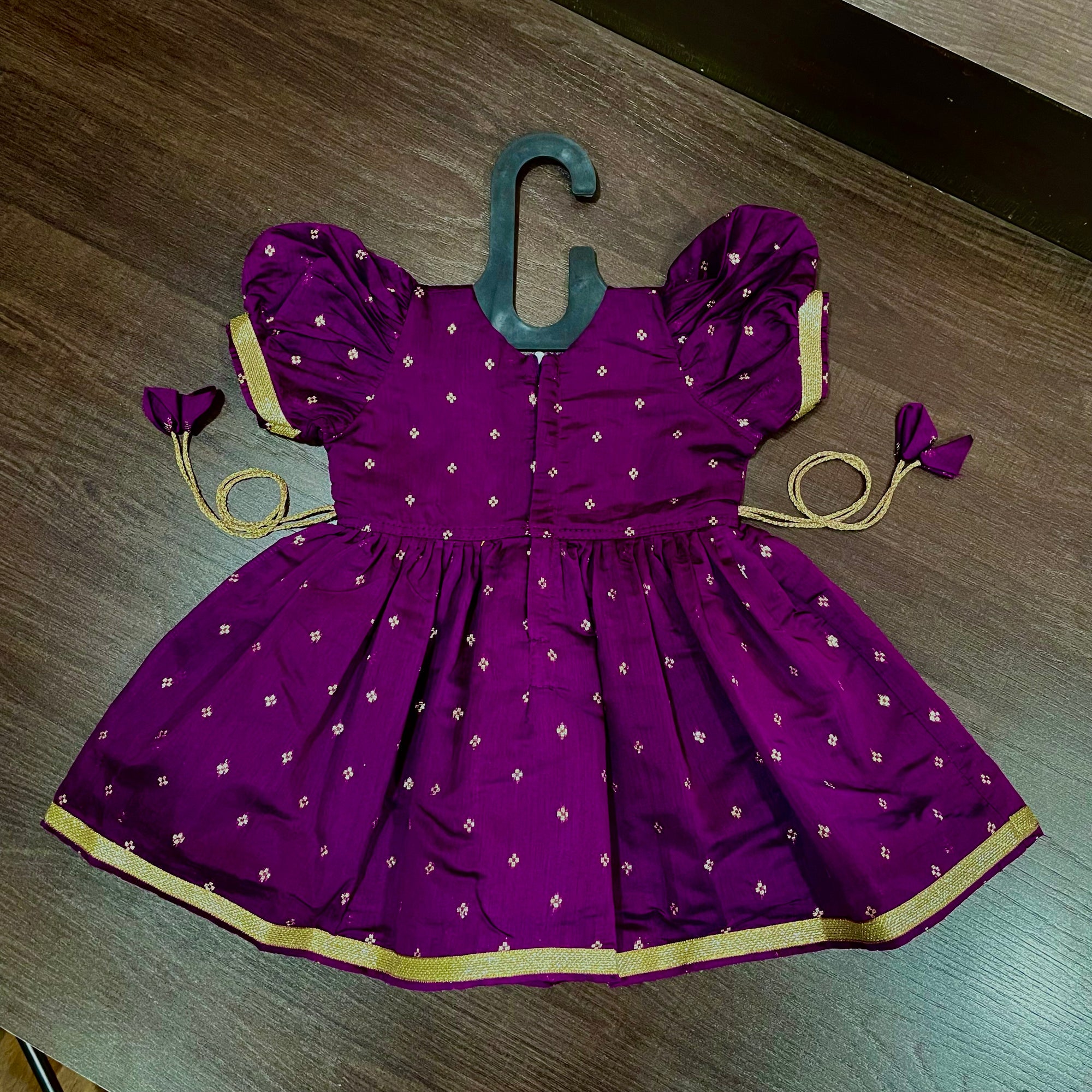 Wine Color Chanderi Silk Frock