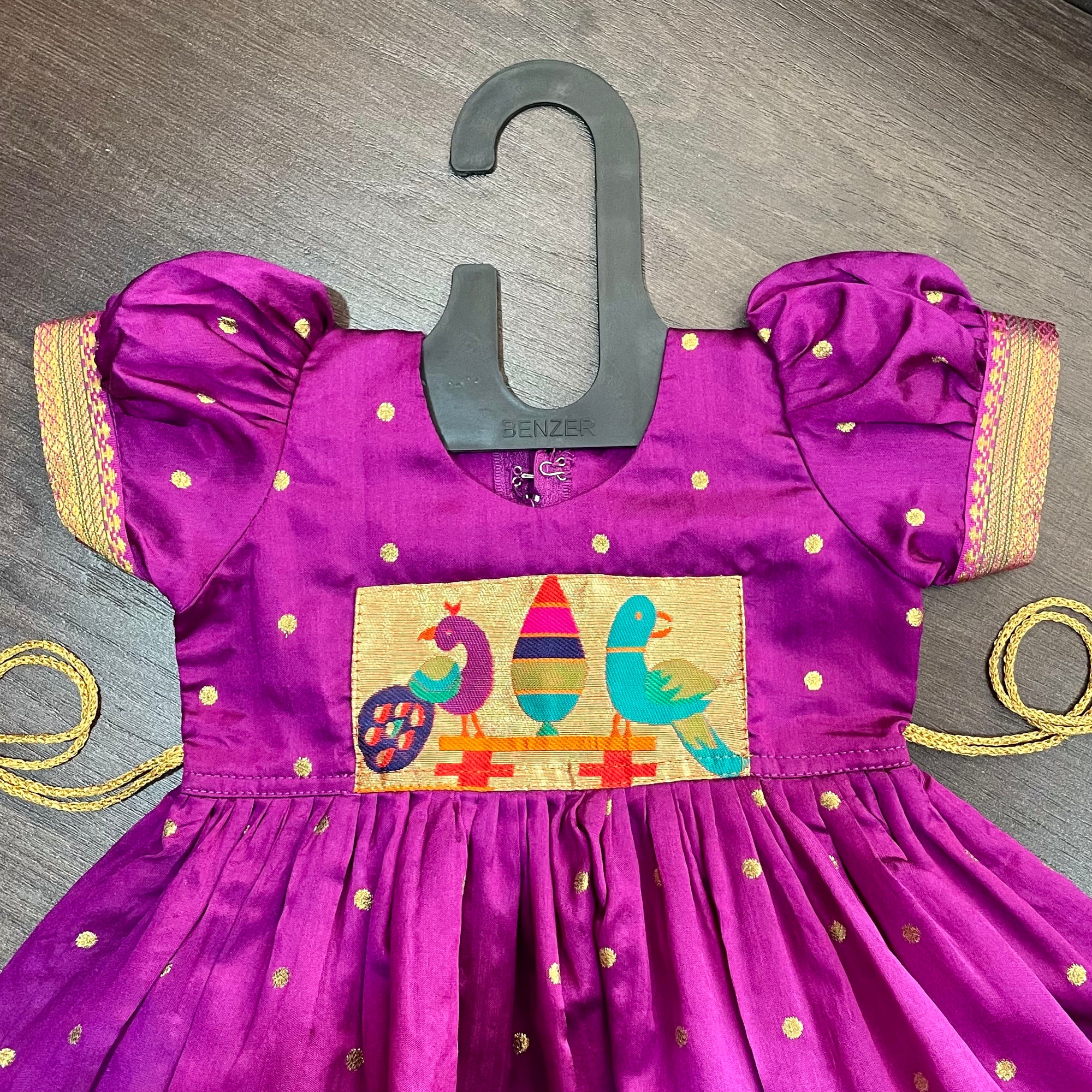 Purple Silk with Peacock Paithani Patch Dress