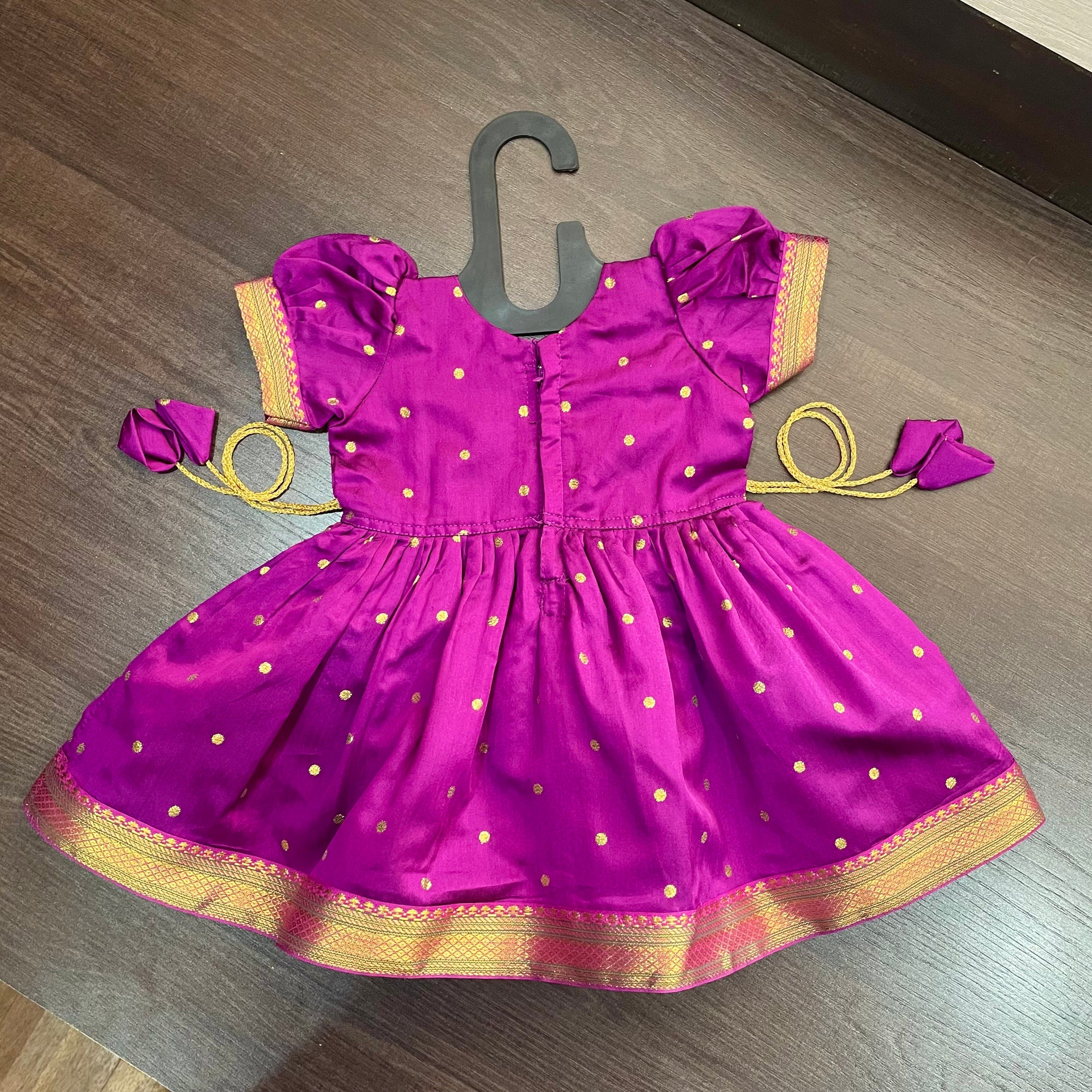 Purple Silk with Peacock Paithani Patch Dress