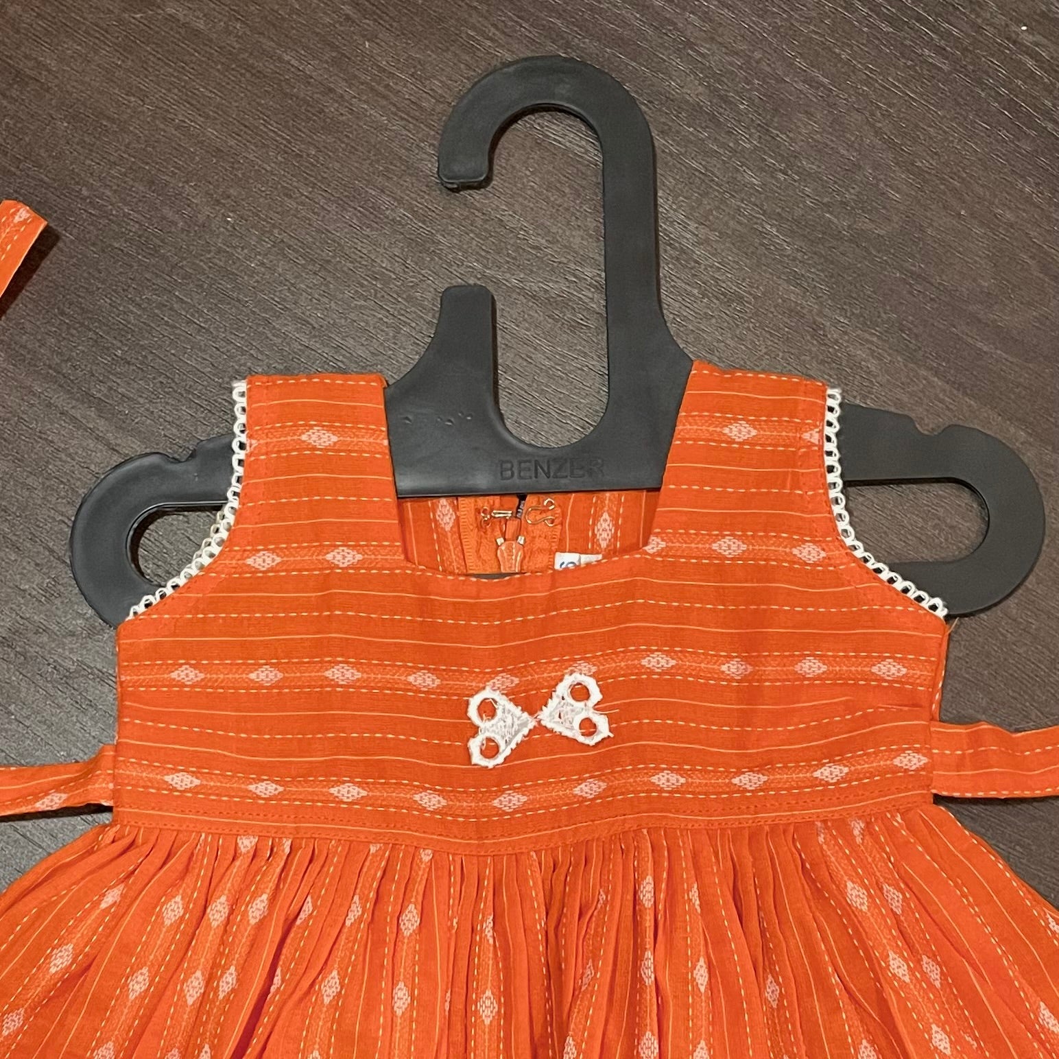 Orange Katha Cotton Frock Dress