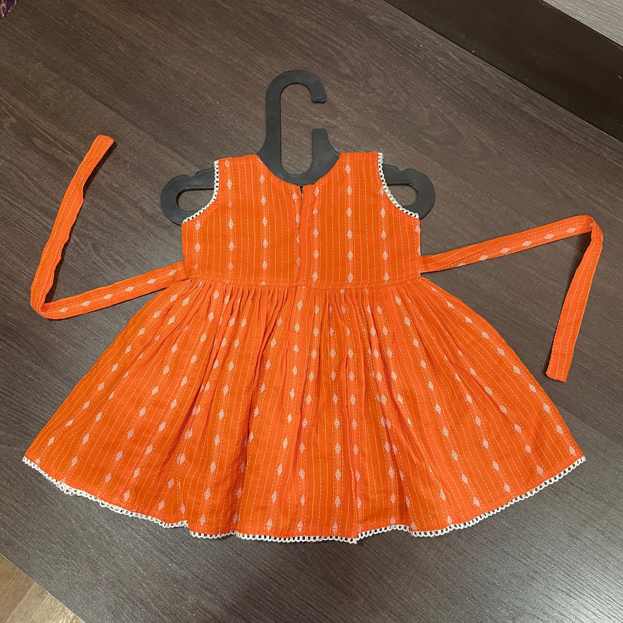 Orange Katha Cotton Frock Dress