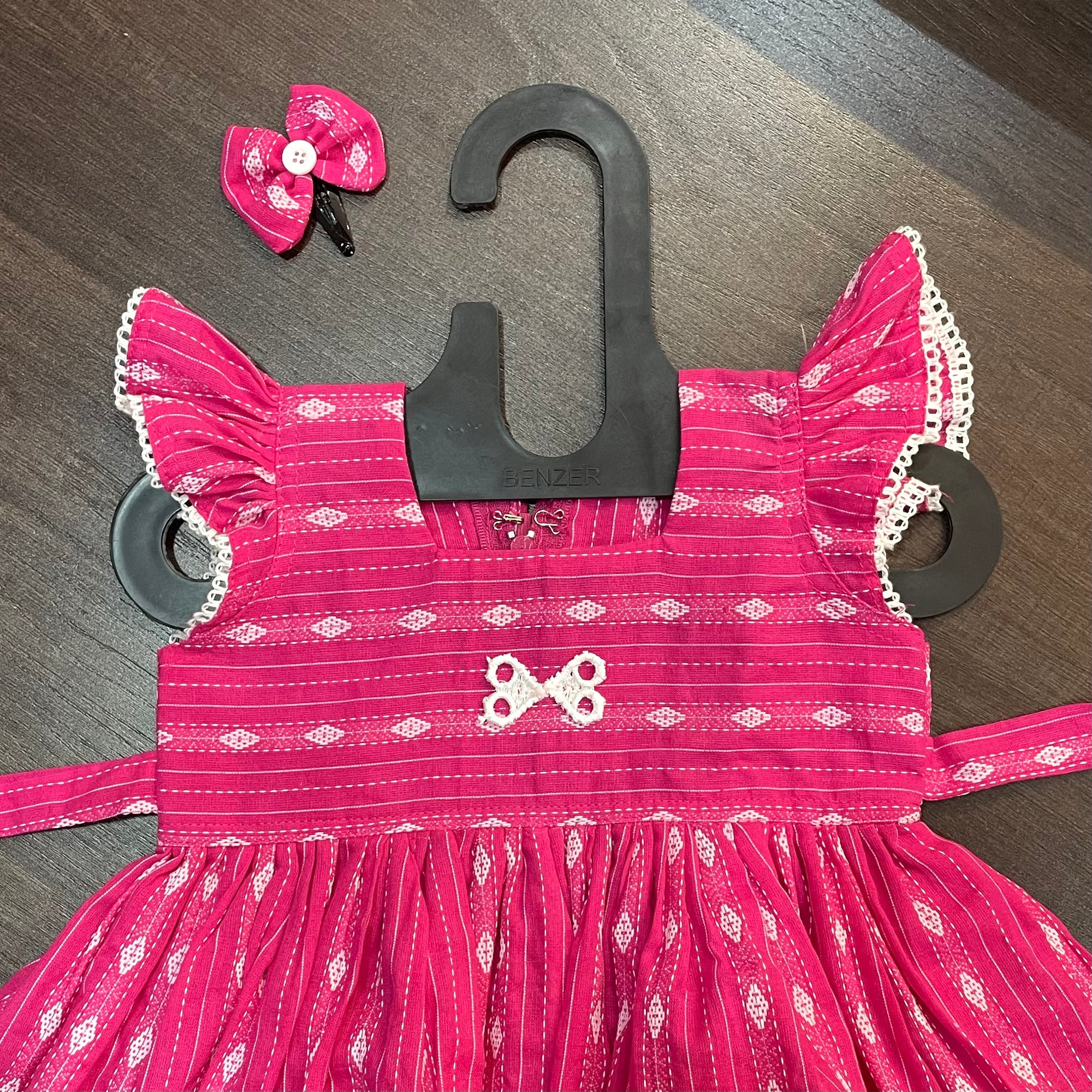 Pink Katha Cotton Frock Dress