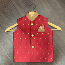 Load image into Gallery viewer, Maroon Paithani Butta Modi Jacket For Boys
