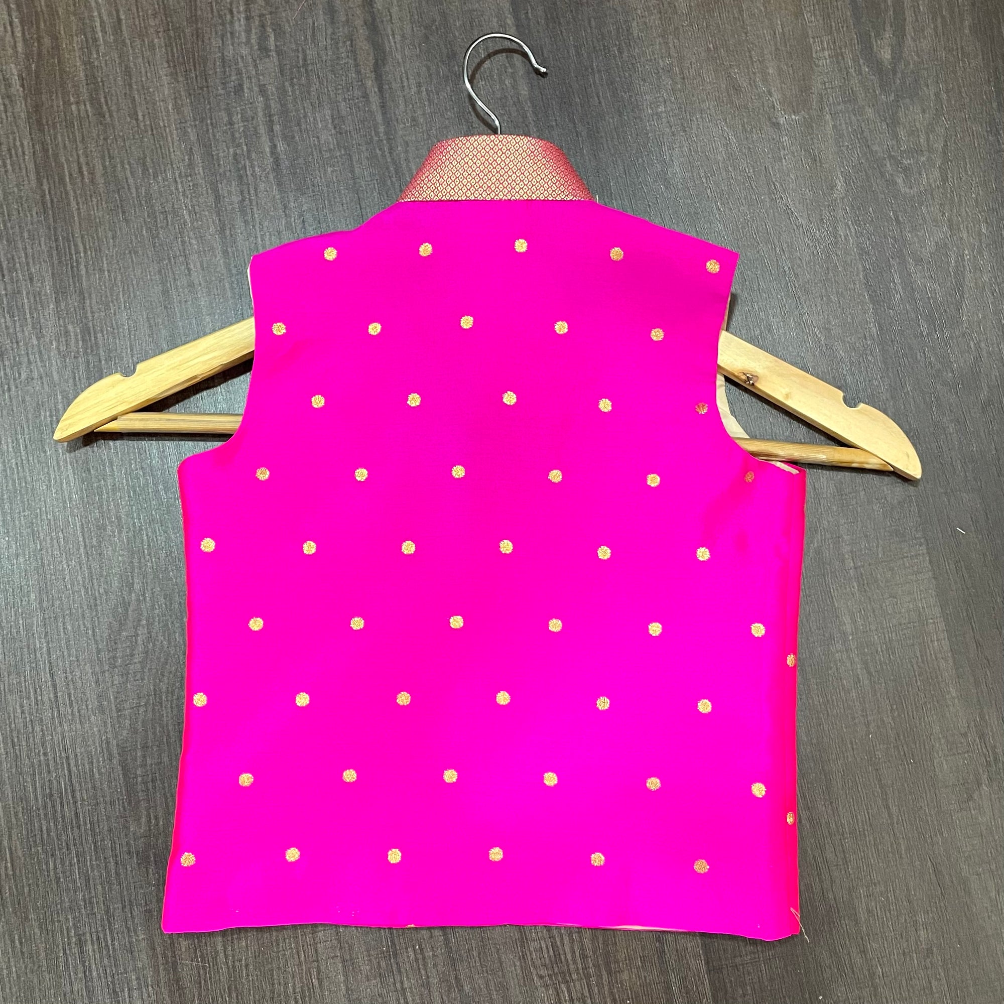 Pink Paithani Butta Modi Jacket For Boys