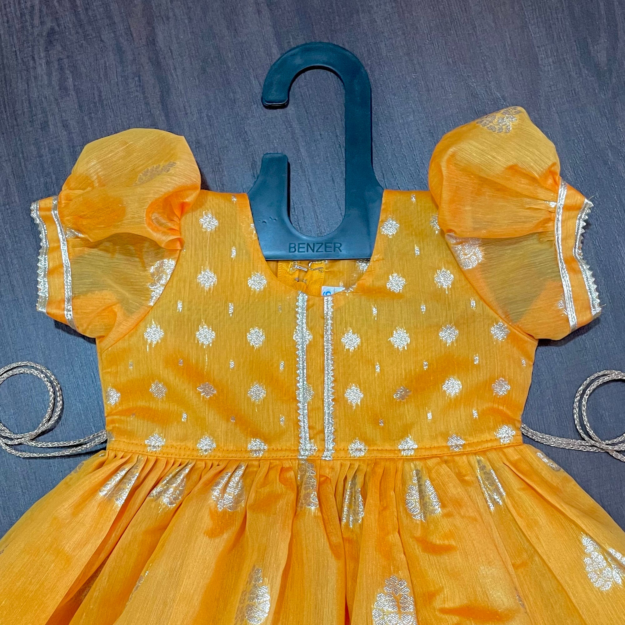 Yellow Banarasi Chanderi Silk Frock Dress