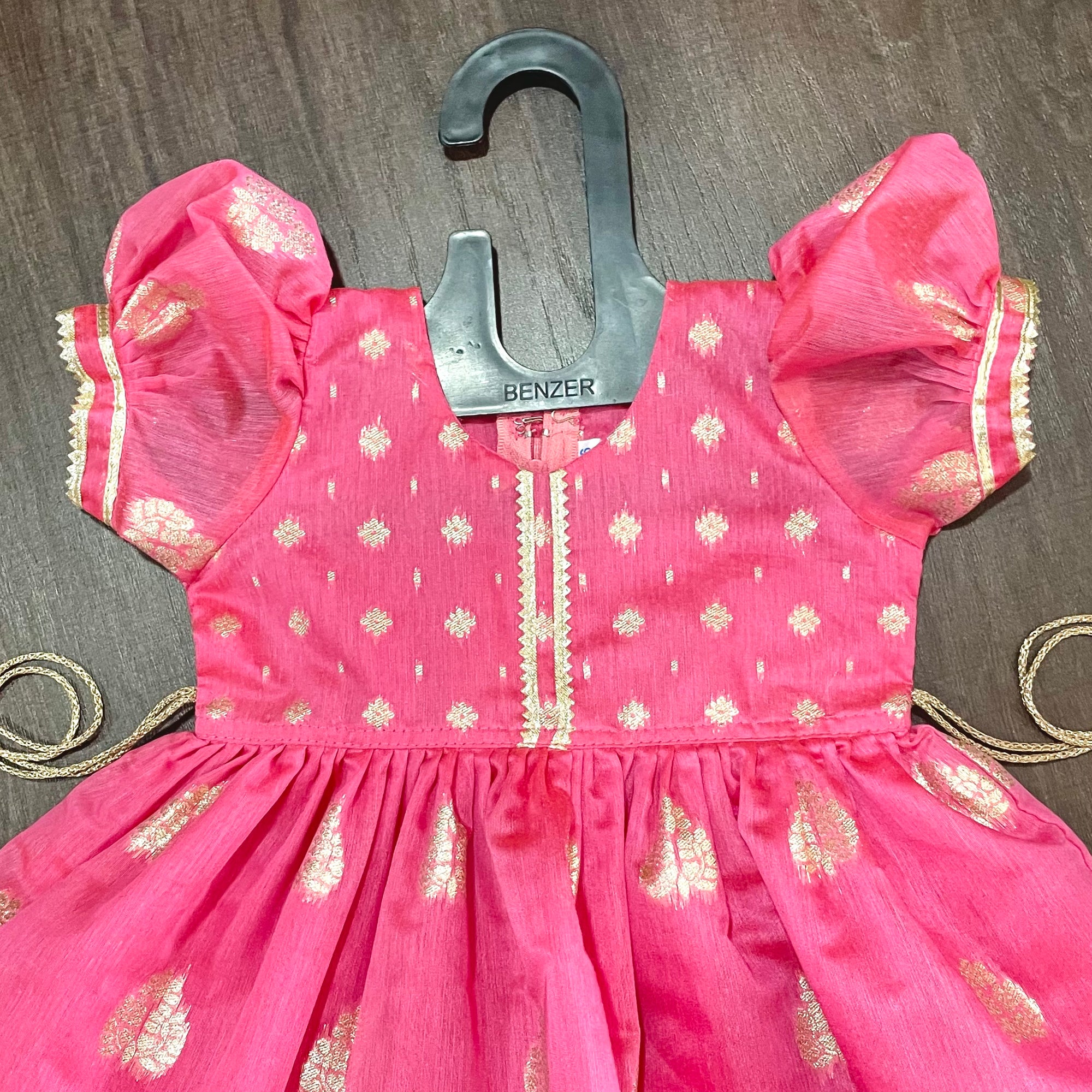 Pink Banarasi Chanderi Silk Frock Dress