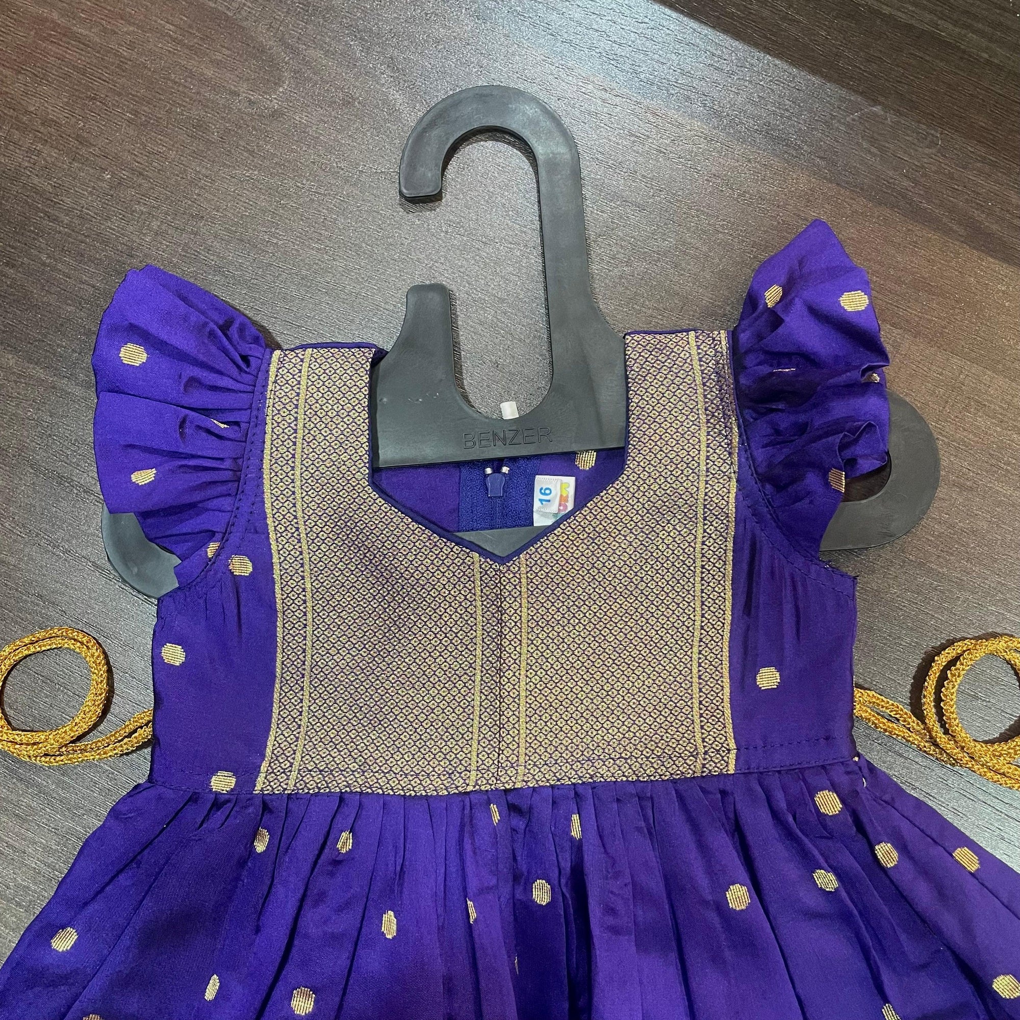 Ink Blue Color Silk with Paithani Border Patch Dress - MEEMORA FROCKS