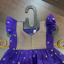 Load image into Gallery viewer, Ink Blue Color Silk with Paithani Border Patch Dress - MEEMORA FROCKS
