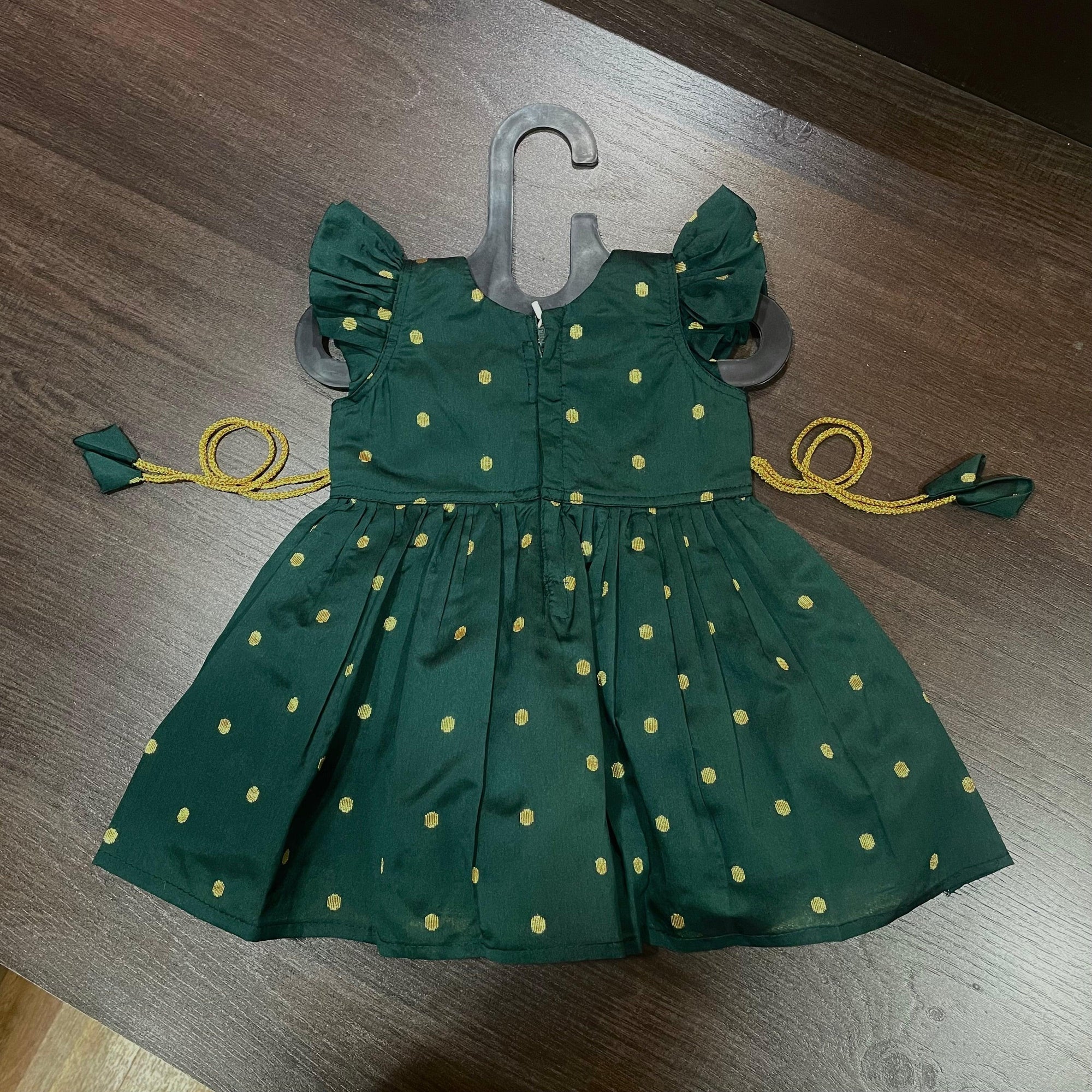 Bottle Green Color Silk with Paithani Border Patch Dress - MEEMORA FROCKS
