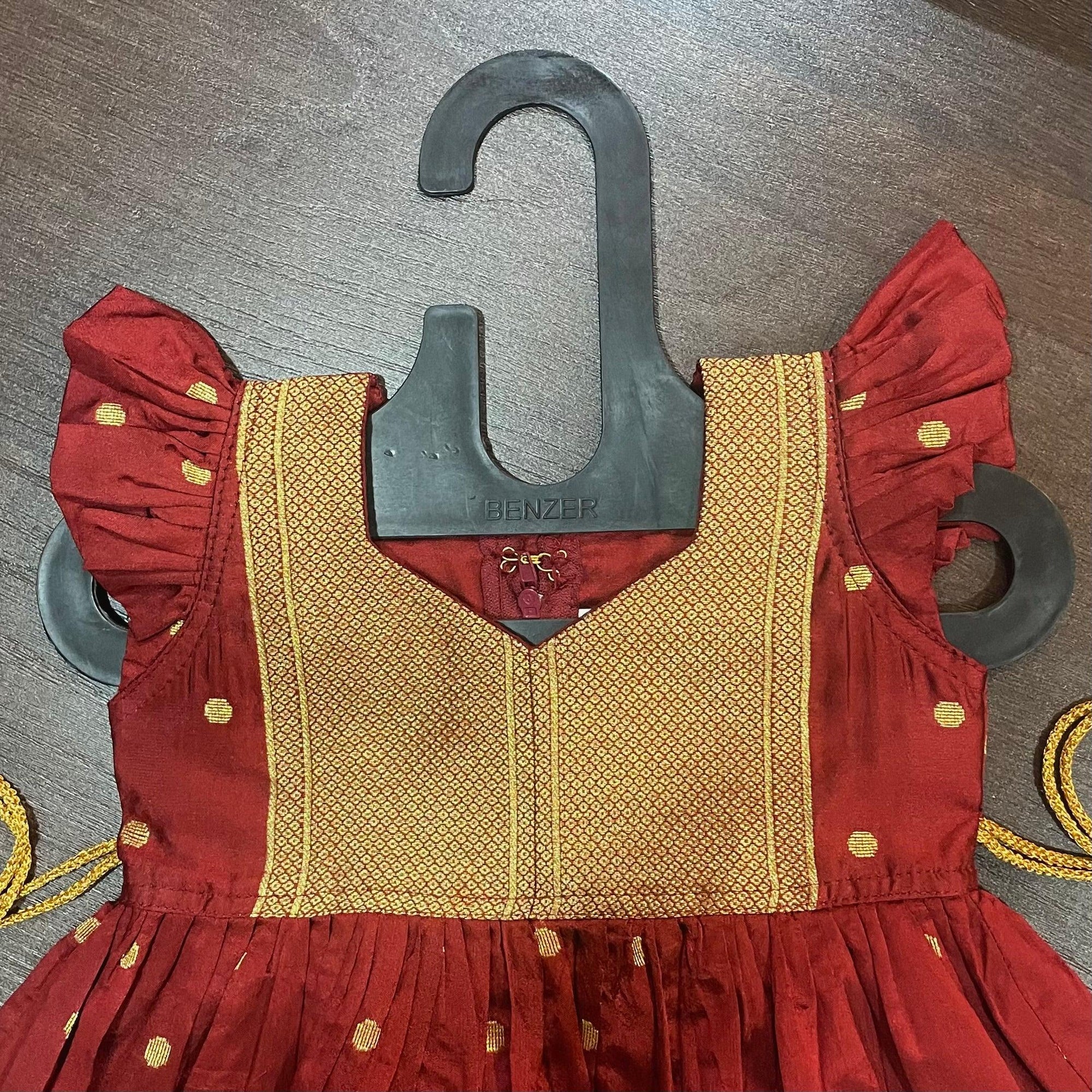 Maroon Color Silk with Paithani Border Patch Dress - MEEMORA FROCKS