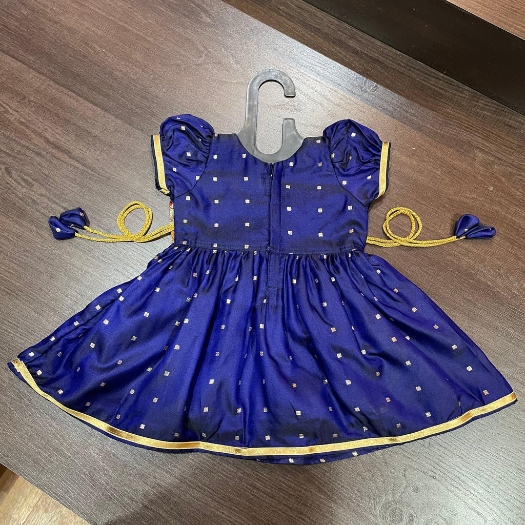 Blueberry Silk with Peacock Paithani Border Dress - MEEMORA FROCKS