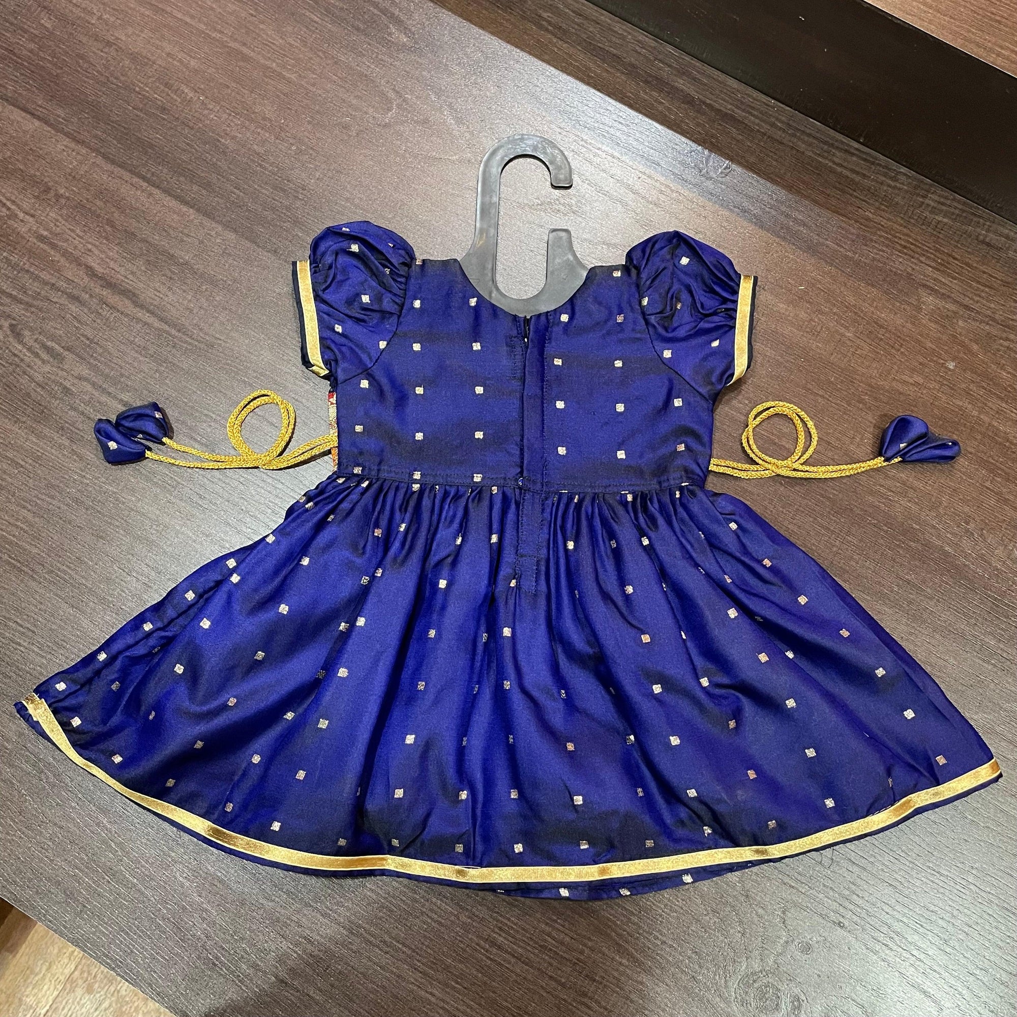 Blueberry Silk with Peacock Paithani Border Dress - MEEMORA FROCKS