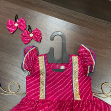 Load image into Gallery viewer, Rani Color Lehriya Gotta Patti Border Frock Dress - MEEMORA FROCKS
