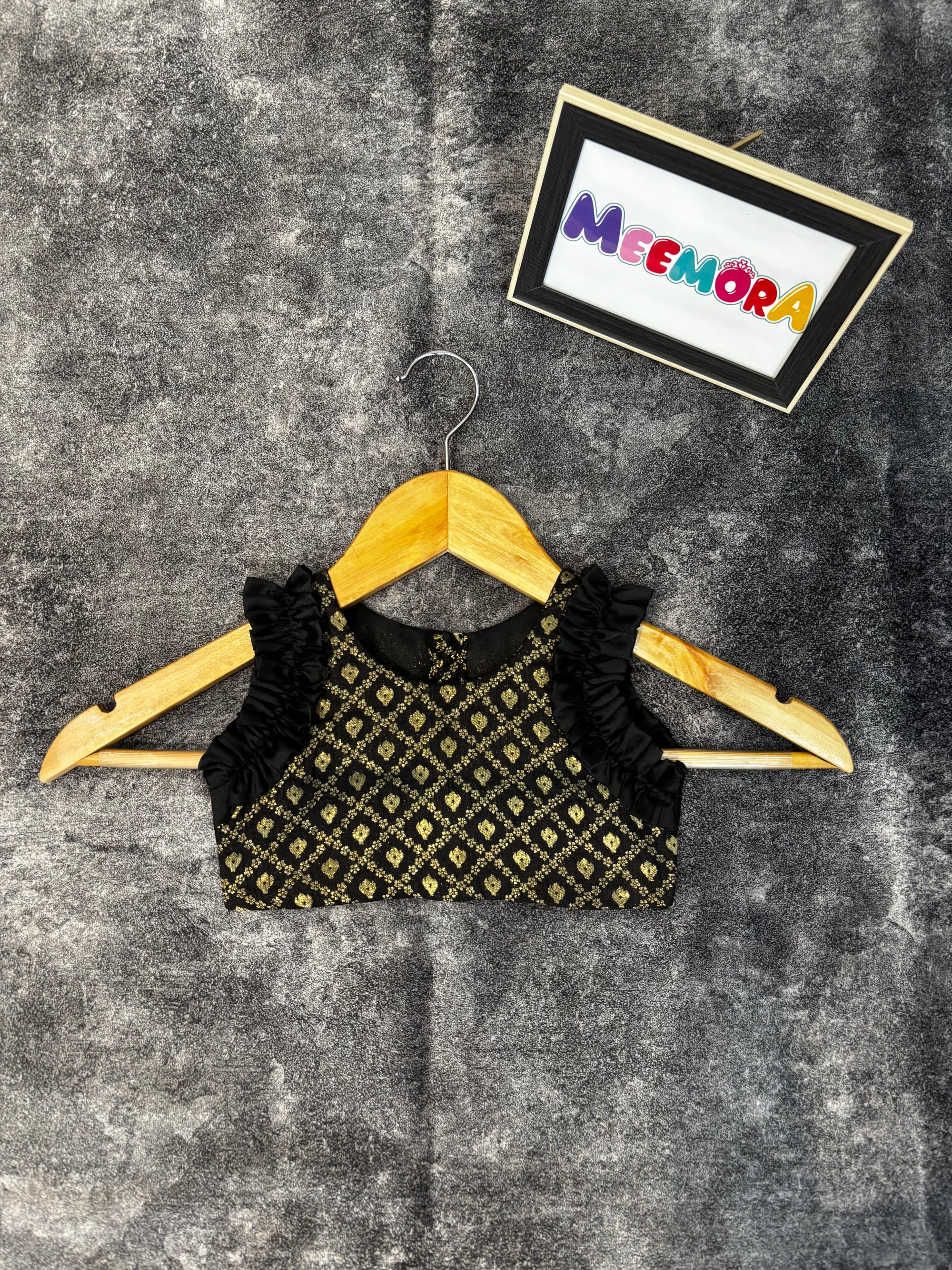 Black Silk Skirt With Brocade Silk Blouse