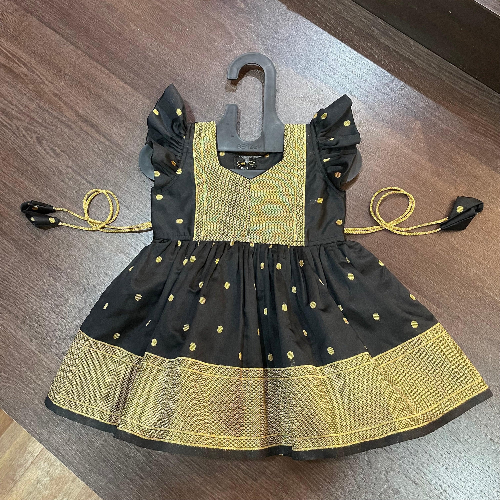 Black Color Silk with Paithani Border Patch Dress MEEMORA Black Color Silk with Paithani Border Patch Dress MEEMORA
