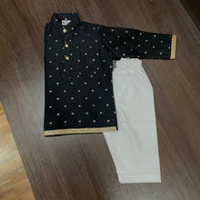 Load image into Gallery viewer, Black Color Butti Modal Silk Kurta Pajama
