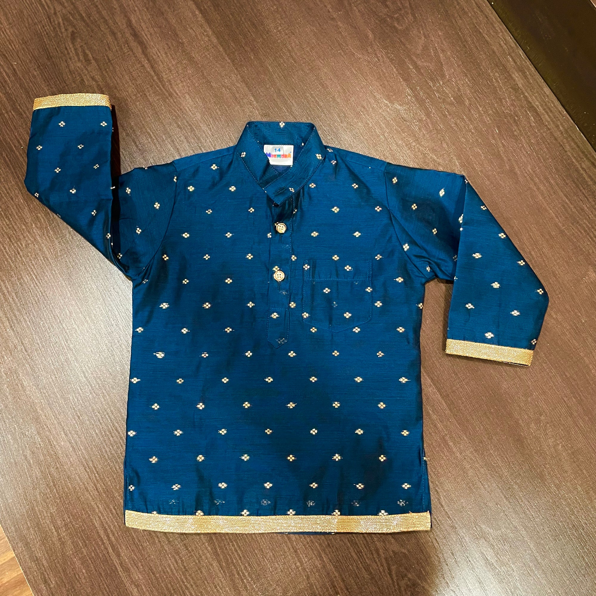 Peacock Blue Color Chanderi Silk Kurta Pajama
