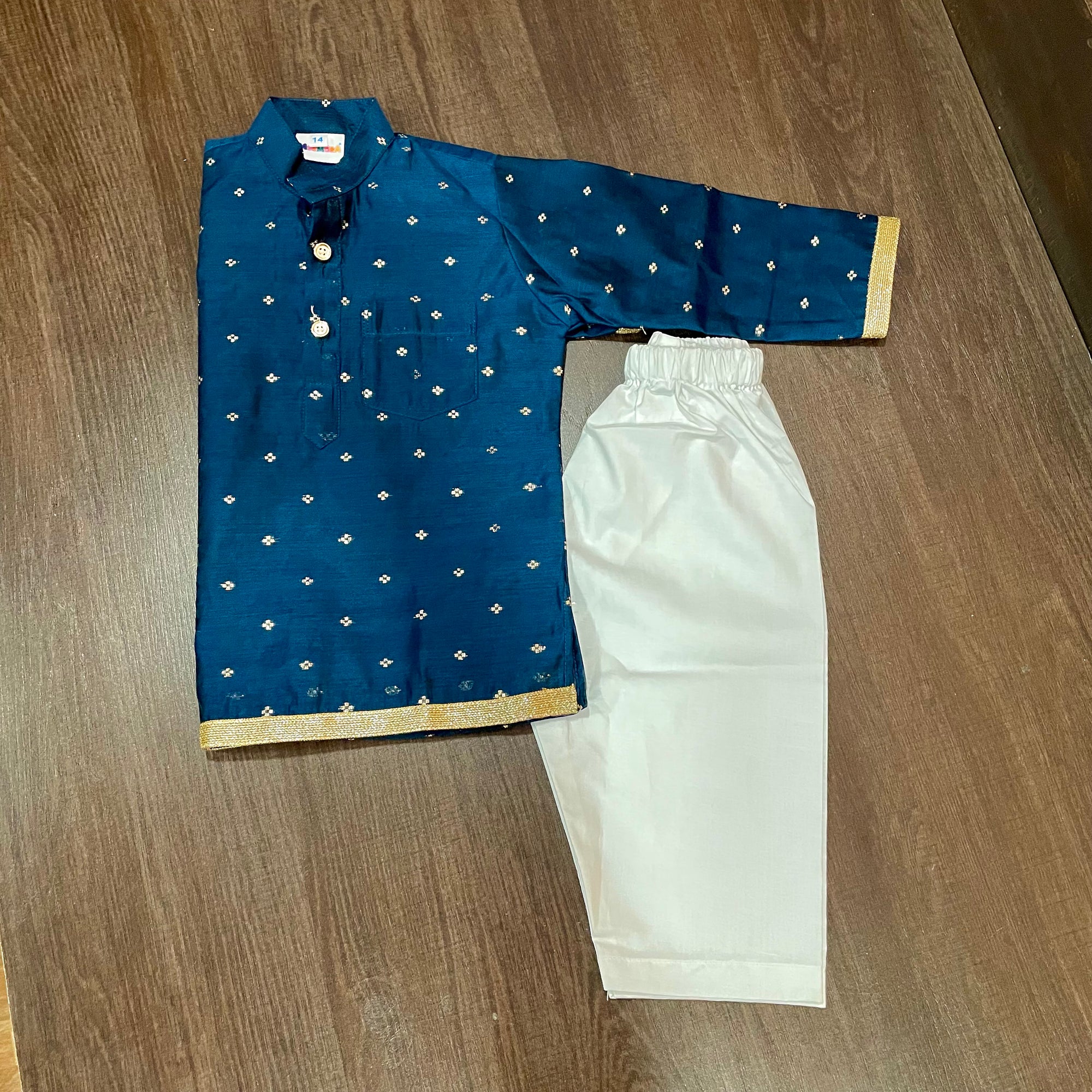 Peacock Blue Color Chanderi Silk Kurta Pajama