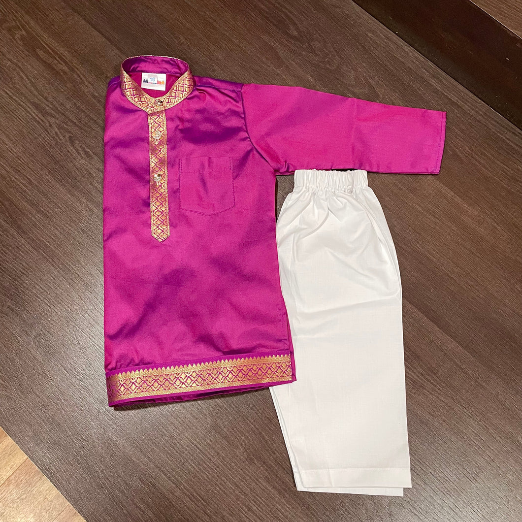 Rani Purple Two Toned Traditional Silk Kurta Pajama