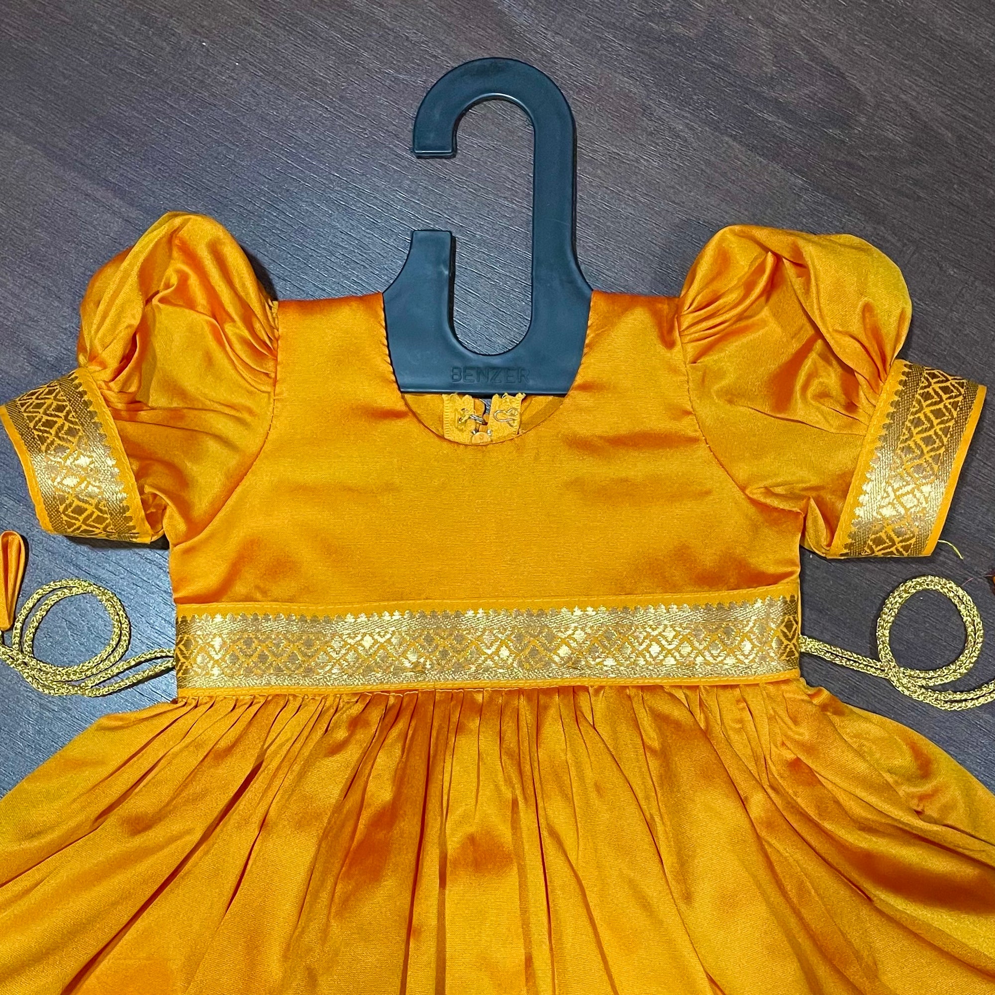 Mango Yellow Two Toned Traditional Silk Frock Dress