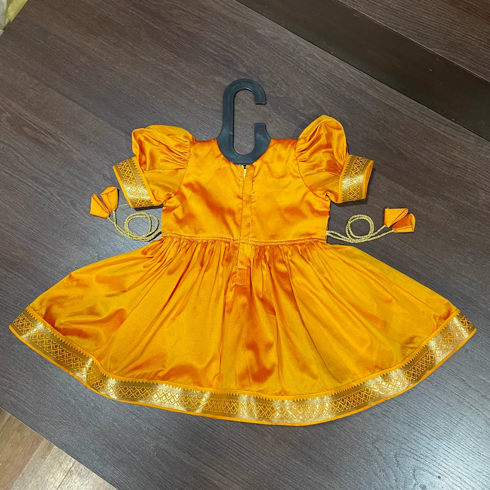 Mango Yellow Two Toned Traditional Silk Frock Dress MEEMORA Mango Yellow Two Toned Traditional Silk Frock Dress MEEMORA