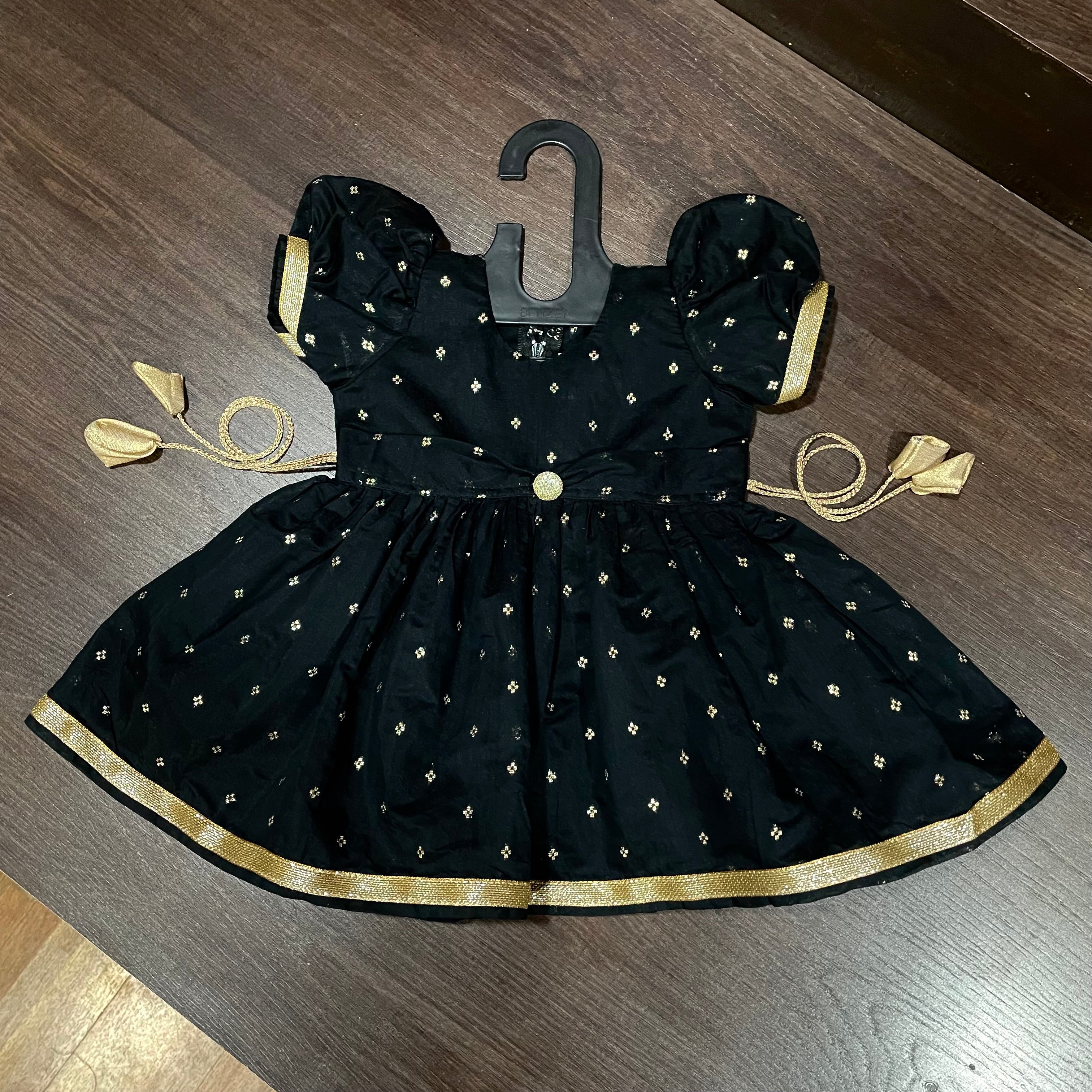 Black Color Chanderi Silk Frock