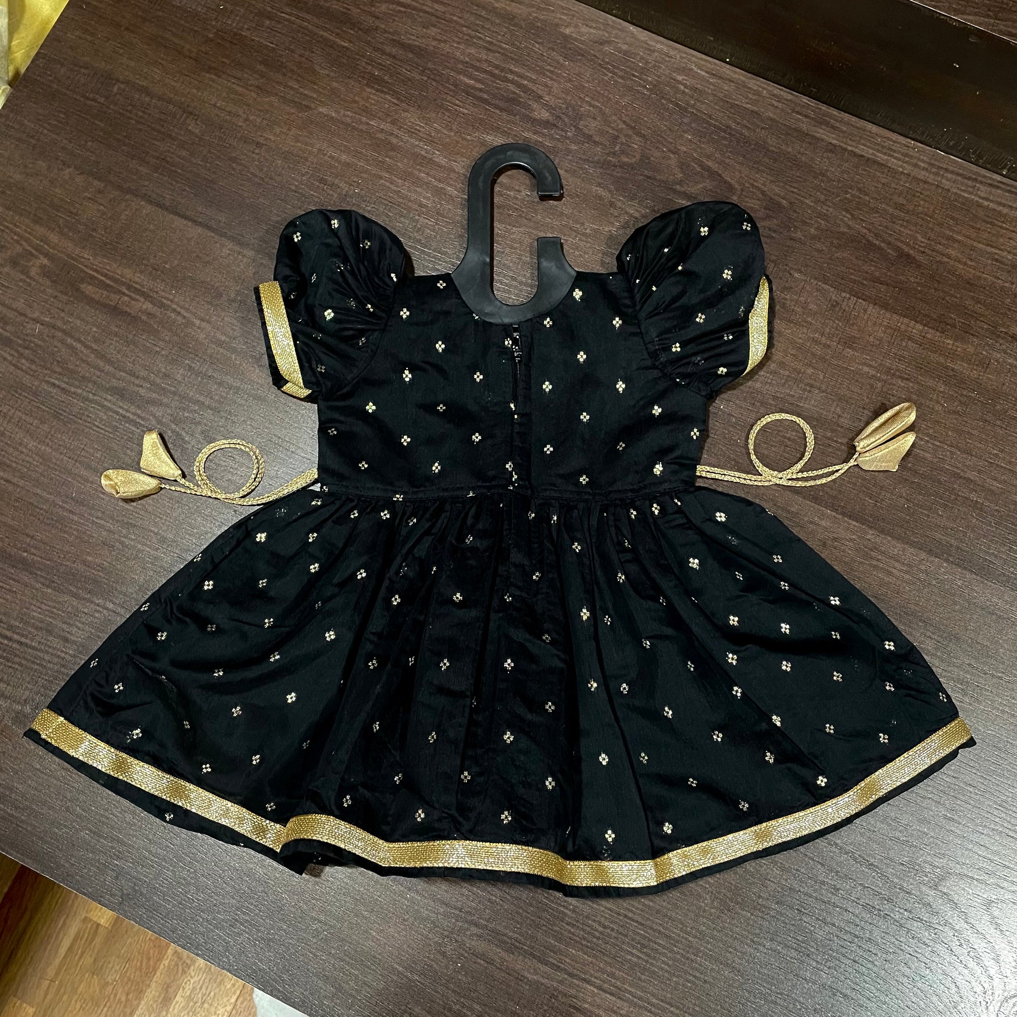 Black Color Chanderi Silk Frock