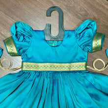 Load image into Gallery viewer, Morpanki Blue Two Toned Traditional Silk Frock Dress
