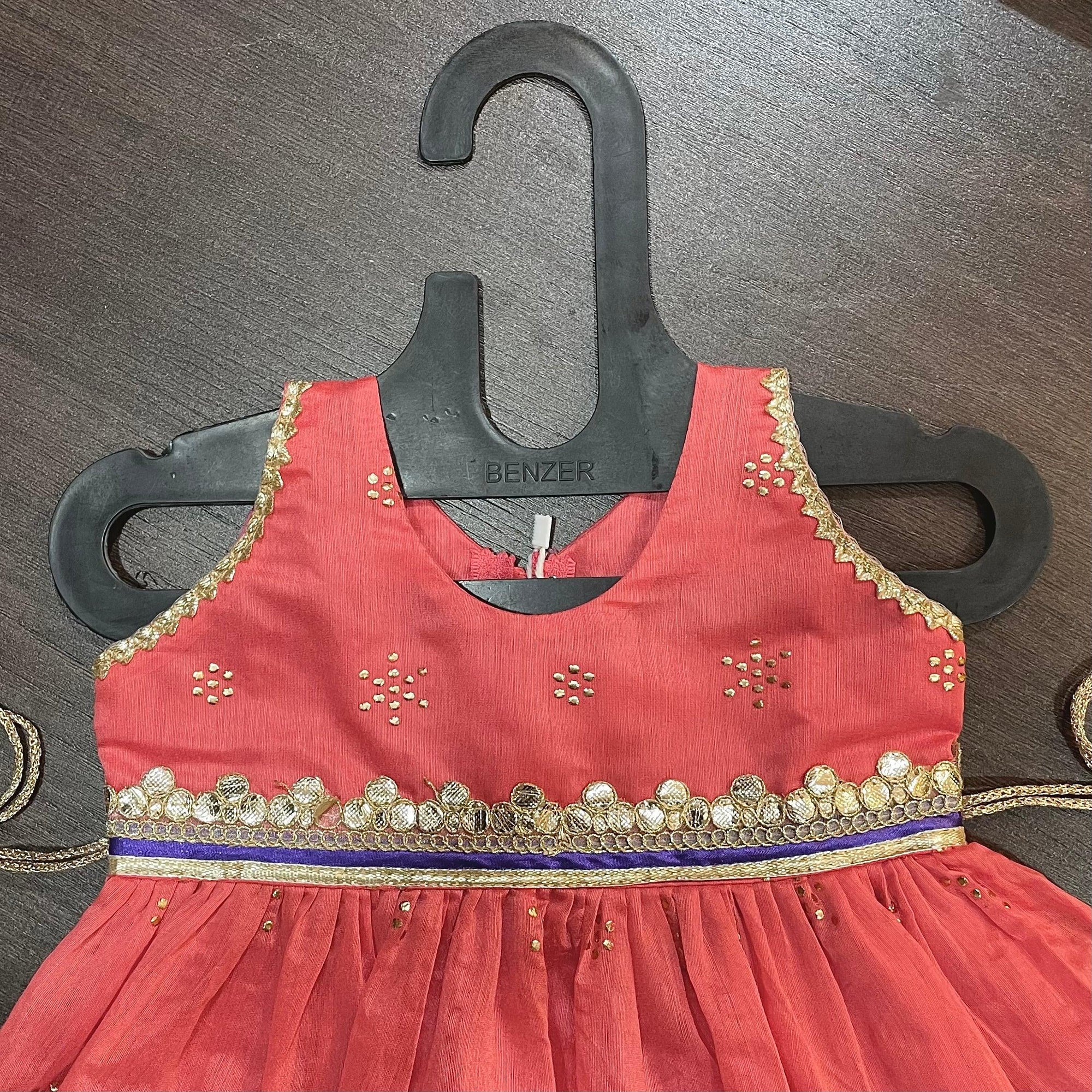 Peach Modal Chanderi Work Cotton Frock Dress. - MEEMORA FROCKS