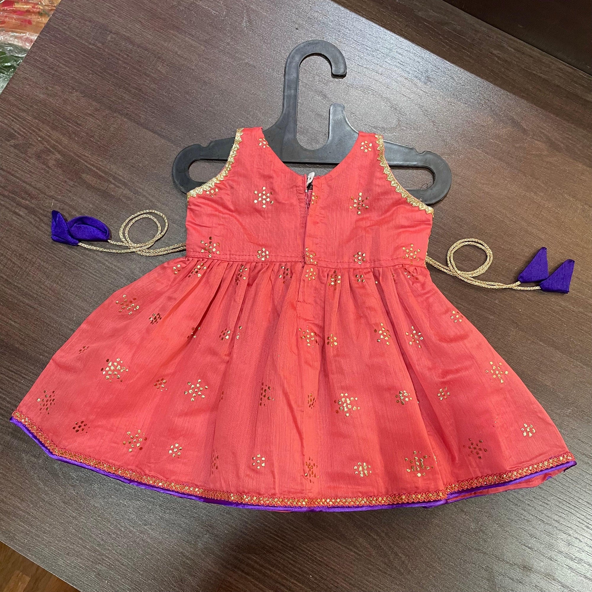 Peach Modal Chanderi Work Cotton Frock Dress. - MEEMORA FROCKS