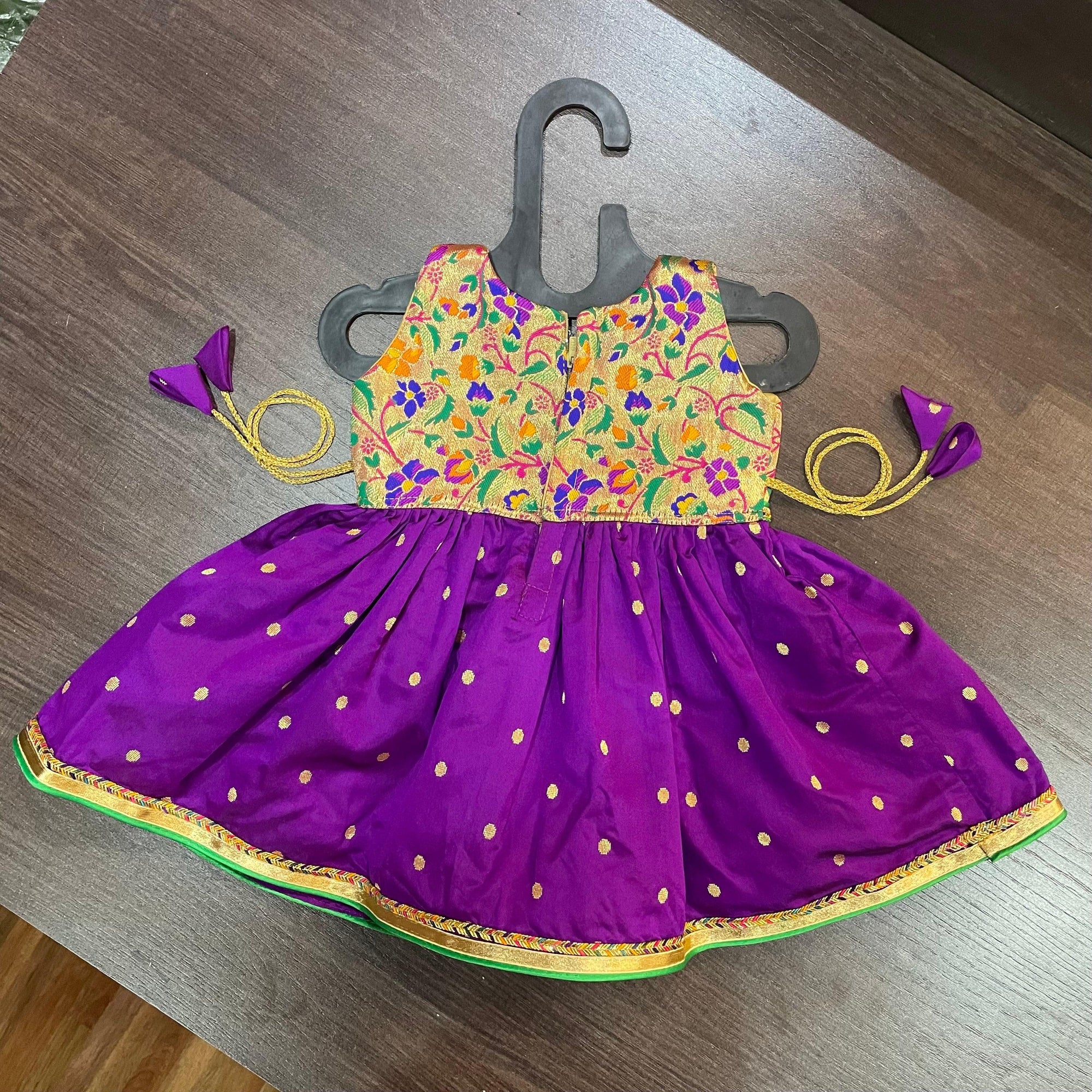 Purple Golden Zari Combination Frock - MEEMORA FROCKS