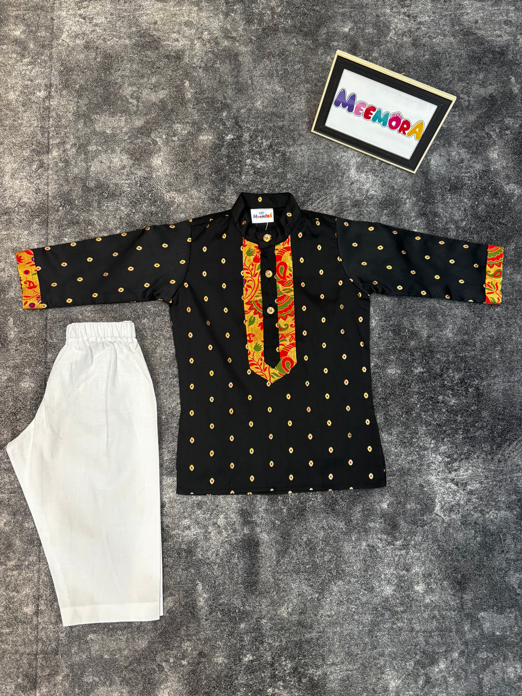 Black Paithani Zari Silk Kurta Pajama