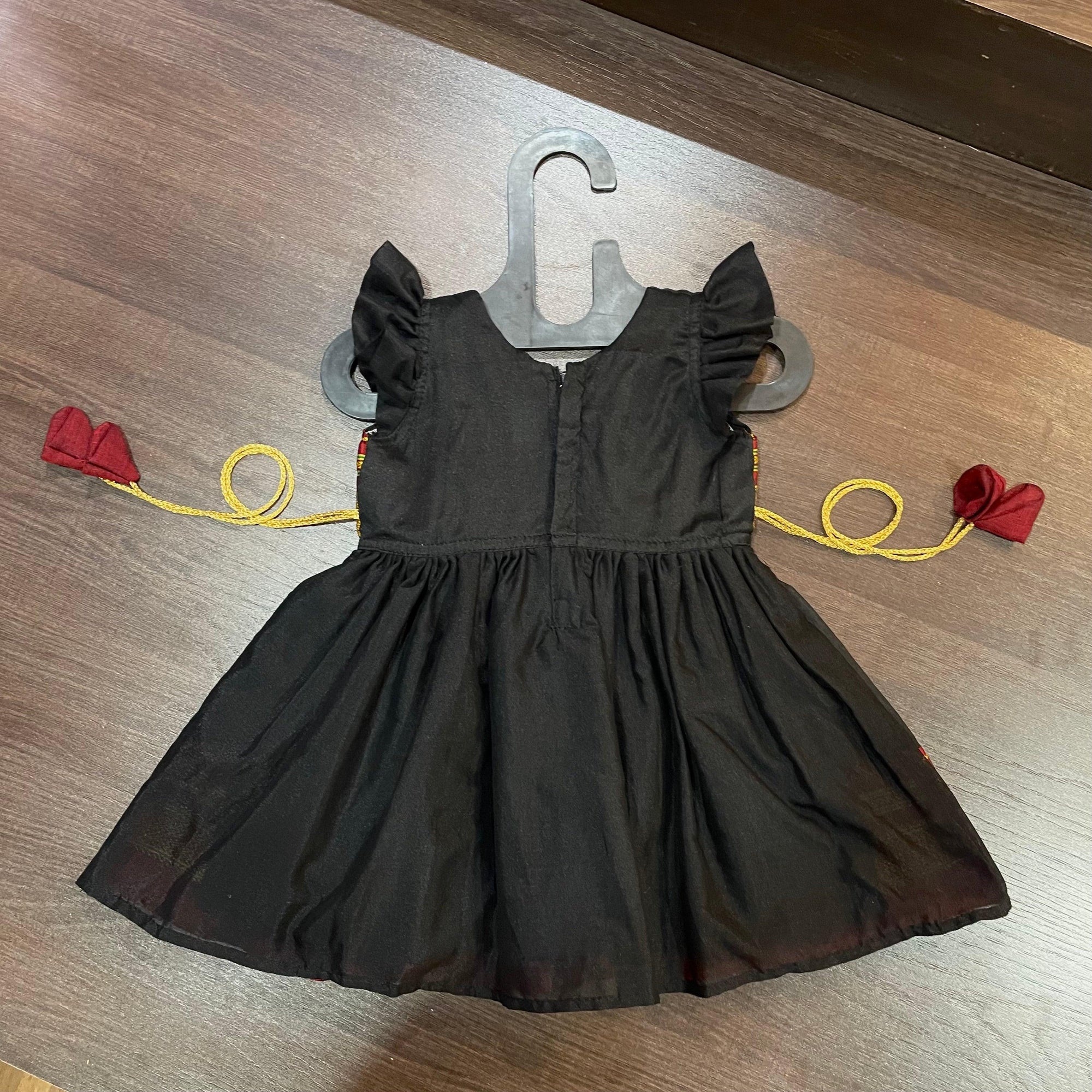 Black Golden Marron Border Cotton Silk Frock Dress - MEEMORA FROCKS