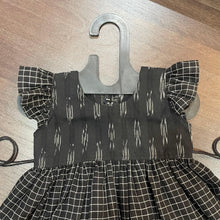 Load image into Gallery viewer, Black Checks Lining Combintaion Ilkal Frock Dress - MEEMORA FROCKS
