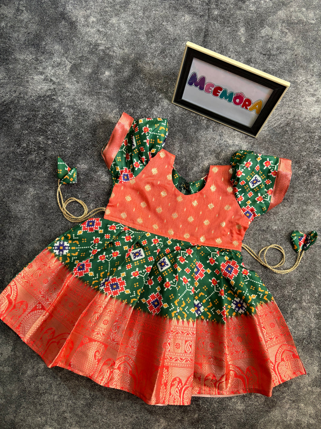 Green Patola Digital Print Dress