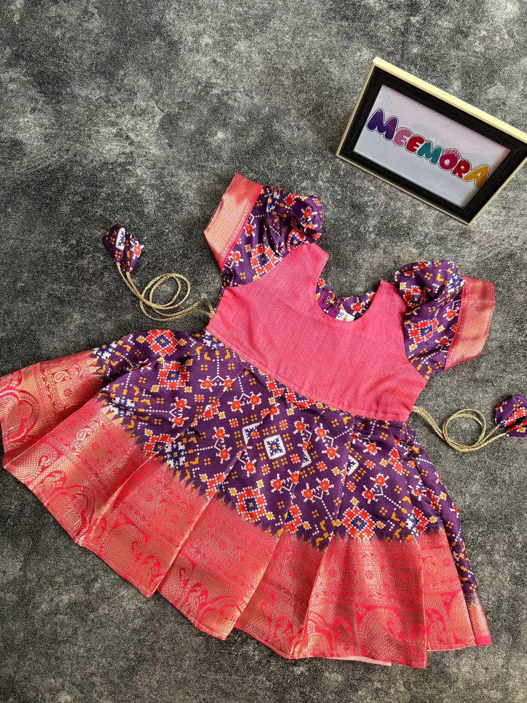 Purple Patola Digital Print Dress
