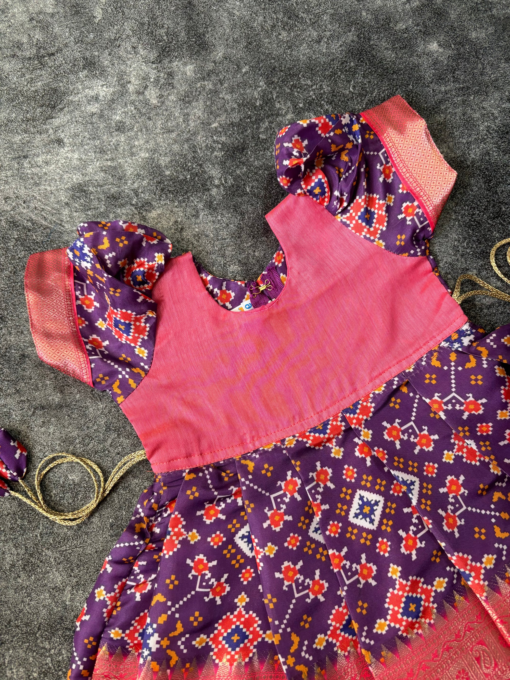 Purple Patola Digital Print Dress