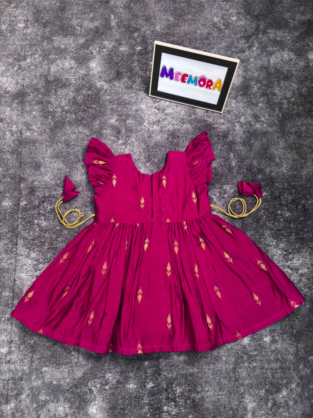 Ranipink Raw Silk Paithani Frill Frock
